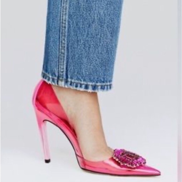 GOOD AMERICAN PINK Cinder-F*cking-Rella Jeweled Toe Pump Pink - Picture 2 of 6